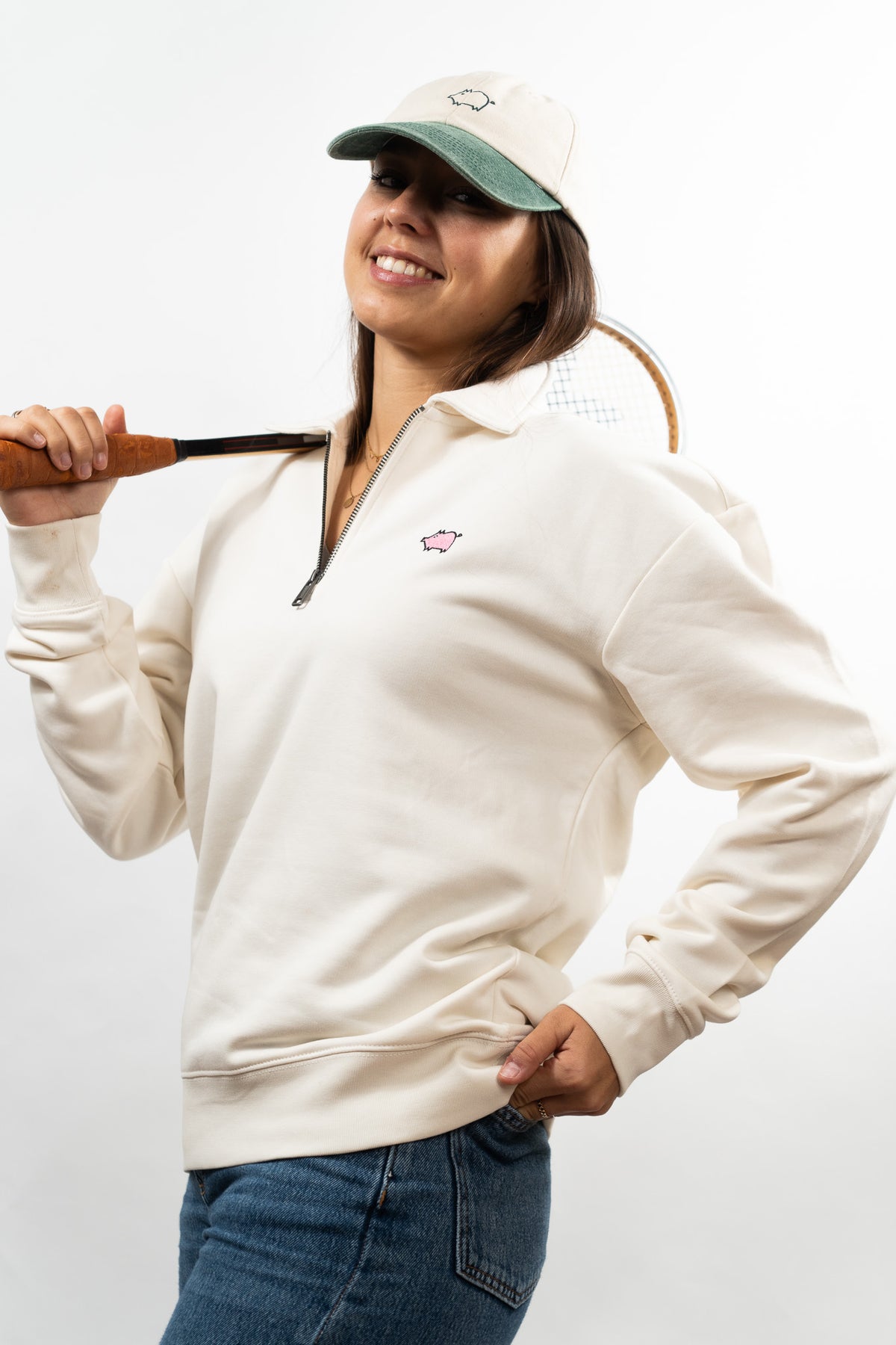 Pull semi zip col polo