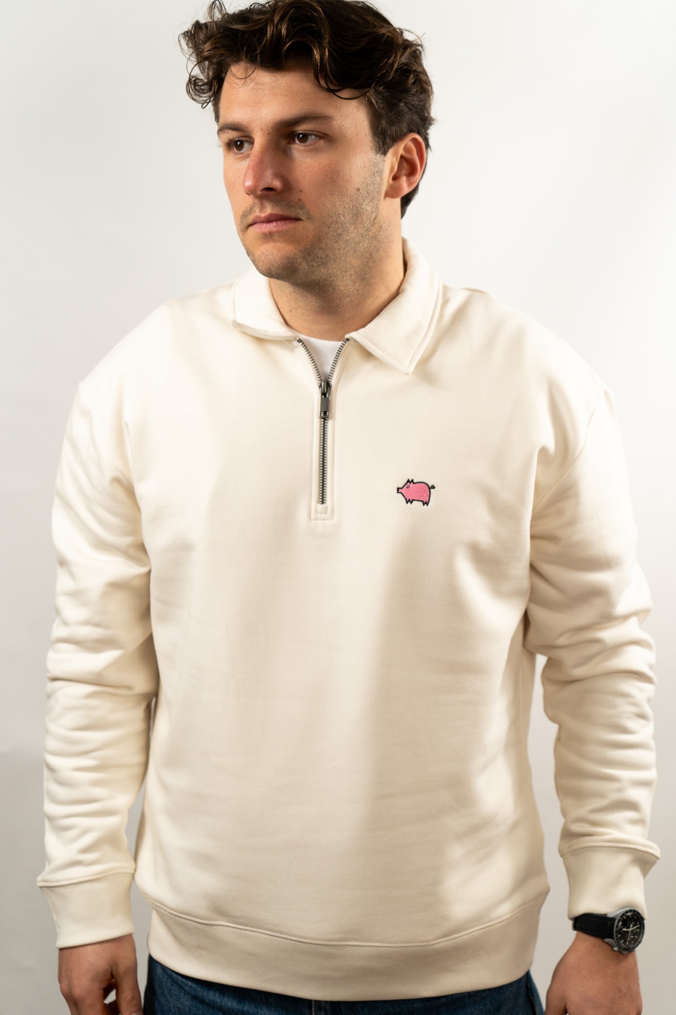 Pull semi zip col polo