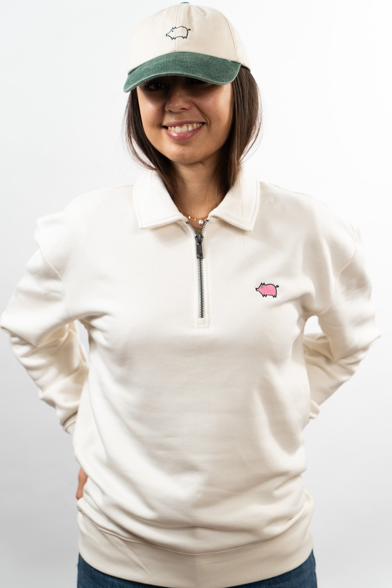 Pull semi zip col polo