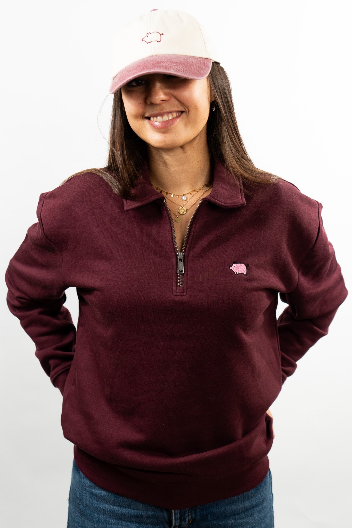 Pull semi zip col polo
